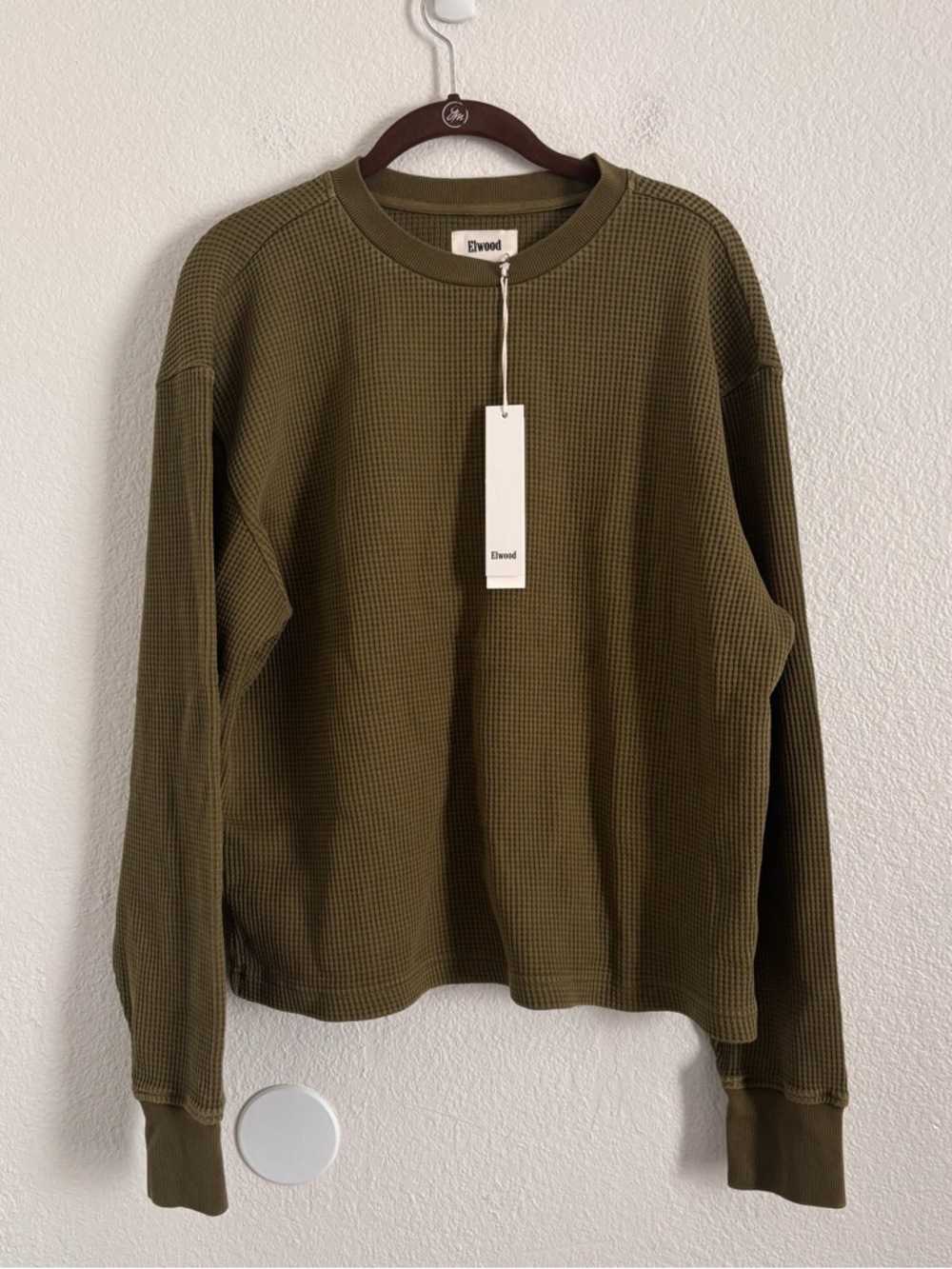 NWT Elwood Men's Size Medium Green Organic Cotton Waffle Thermal LS T-Shirt